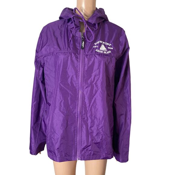 Vintage Newport Rhode Island Windbreaker Jacket Womens XL Purple Embroidered - Picture 6 of 10